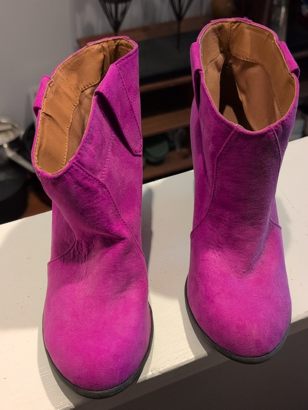 Women's Hot Pink Suede Ankle Boots
